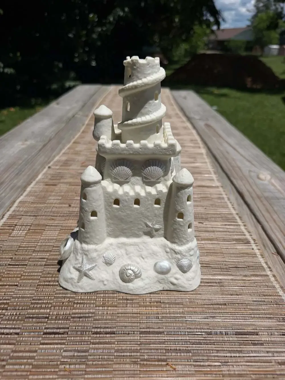 PartyLite P7306 White Bisque Porcelain Sandcastle Tealight Candle Holder - Picture 2 of 4